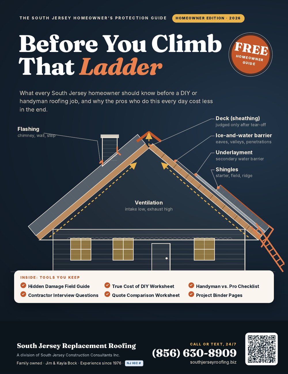 Cover of the FREE Consumer Roofing Guide: Before You Climb That Ladder